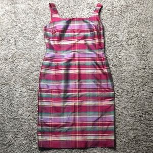 Ralph Lauren silk plaid pink colorful dress